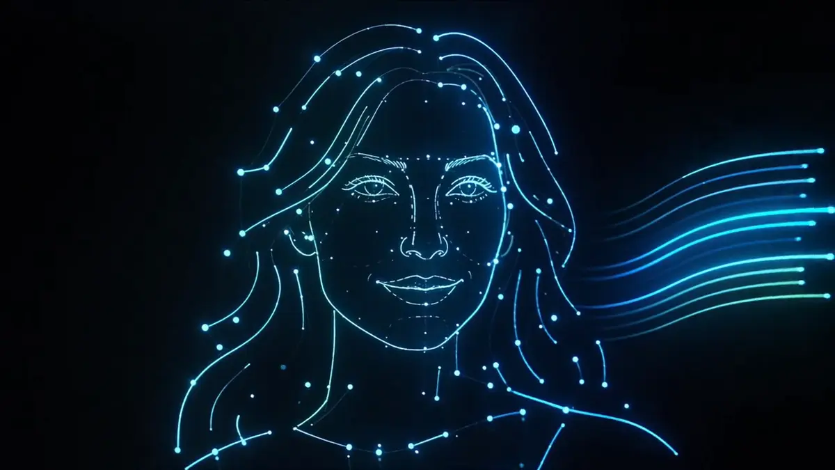 A face turned into continuous lines by the PictiaX® software