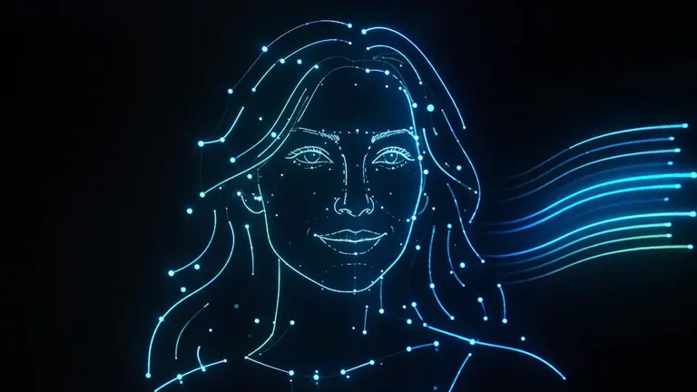 A face turned into continuous lines by the PictiaX® software