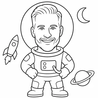 El mismo invitado dibujado en el estilo Astronauta