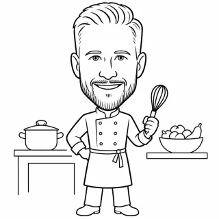 El mismo invitado dibujado en el estilo Chef