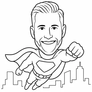 El mismo invitado dibujado en el estilo Superhéroe
